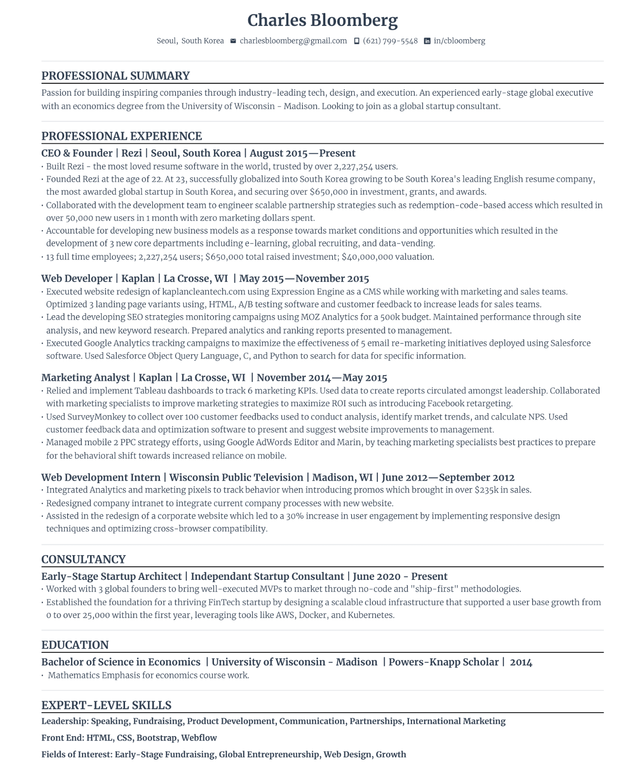 Minimal Resume Preview